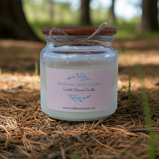 Sandalwood & Amber 16 oz candle - Wildflower Beach Candles